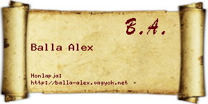 Balla Alex névjegykártya
